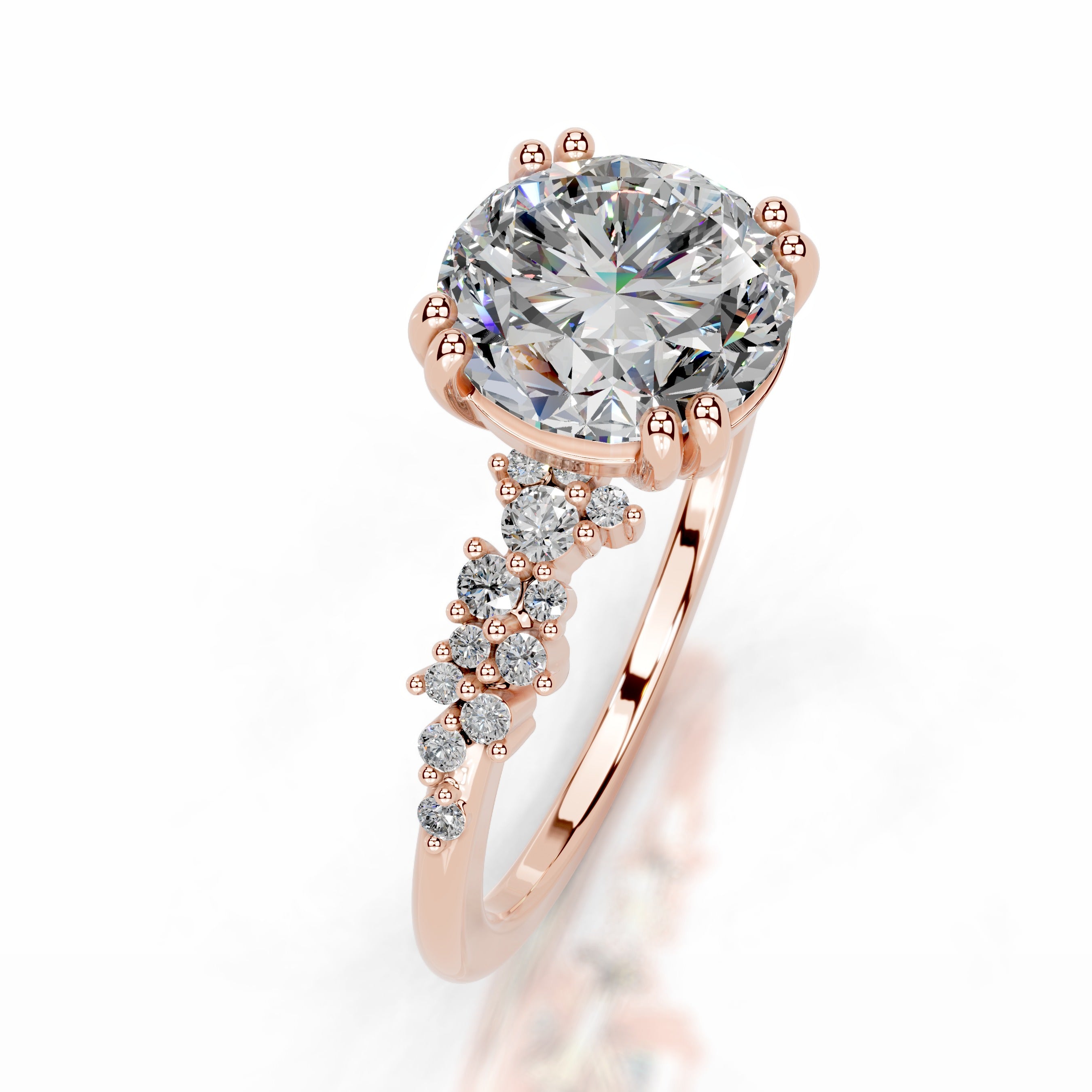 Emaline Moissanite & Diamonds Ring - 14K Rose Gold、mySite、hinf8tx79