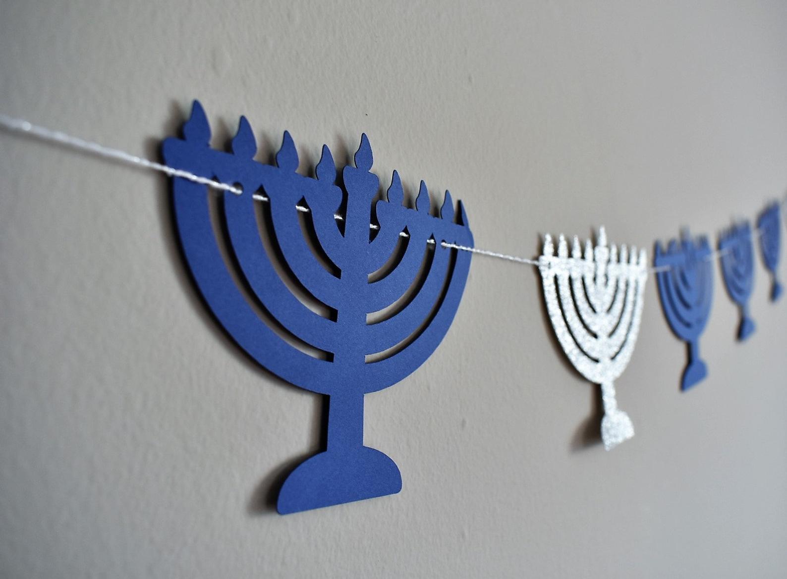 Menorah Garland - Blue and Silver Glitter、mySite、topwebapps