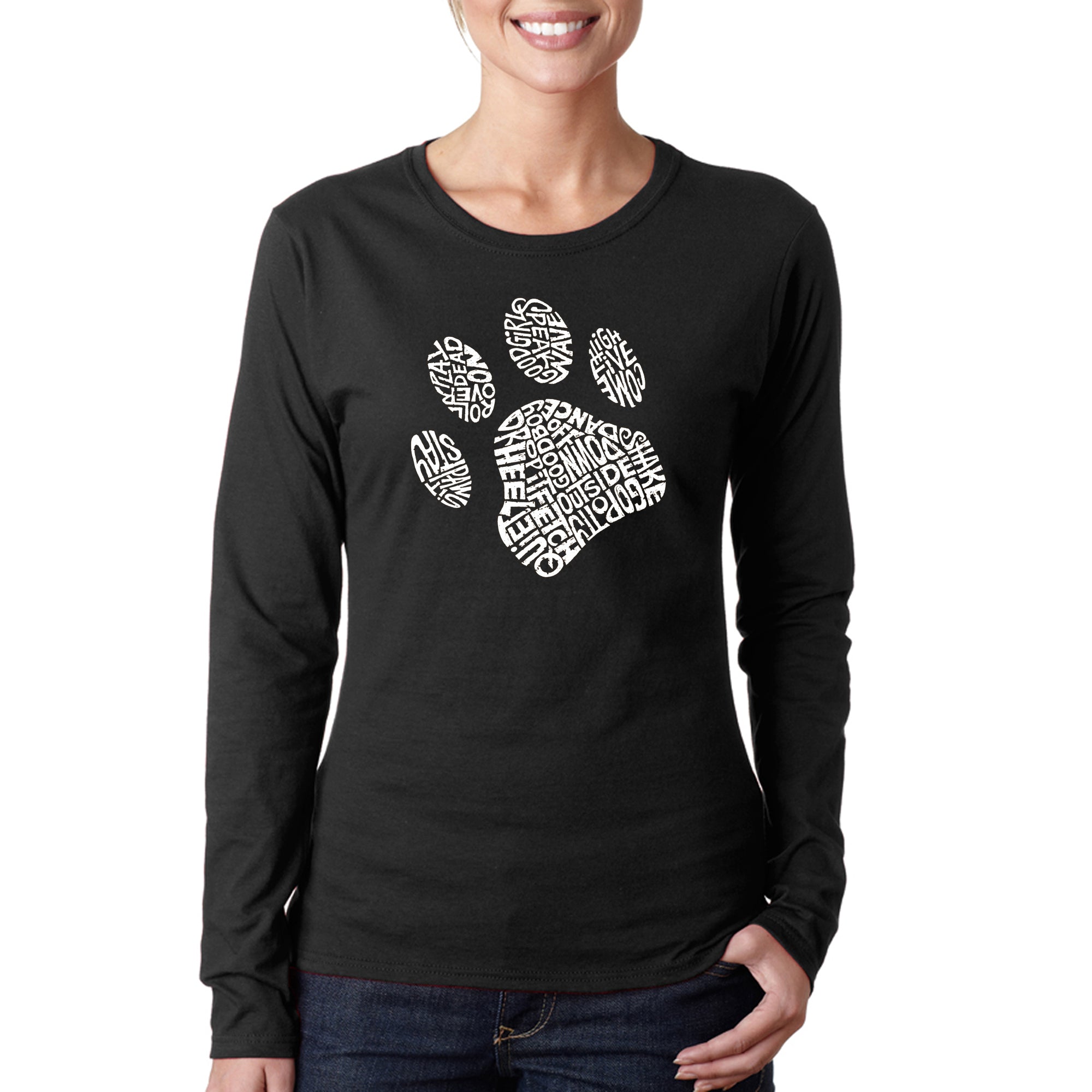 Dog Paw - Women's Word Art Long Sleeve T-Shirt、mySite、camillekostekn