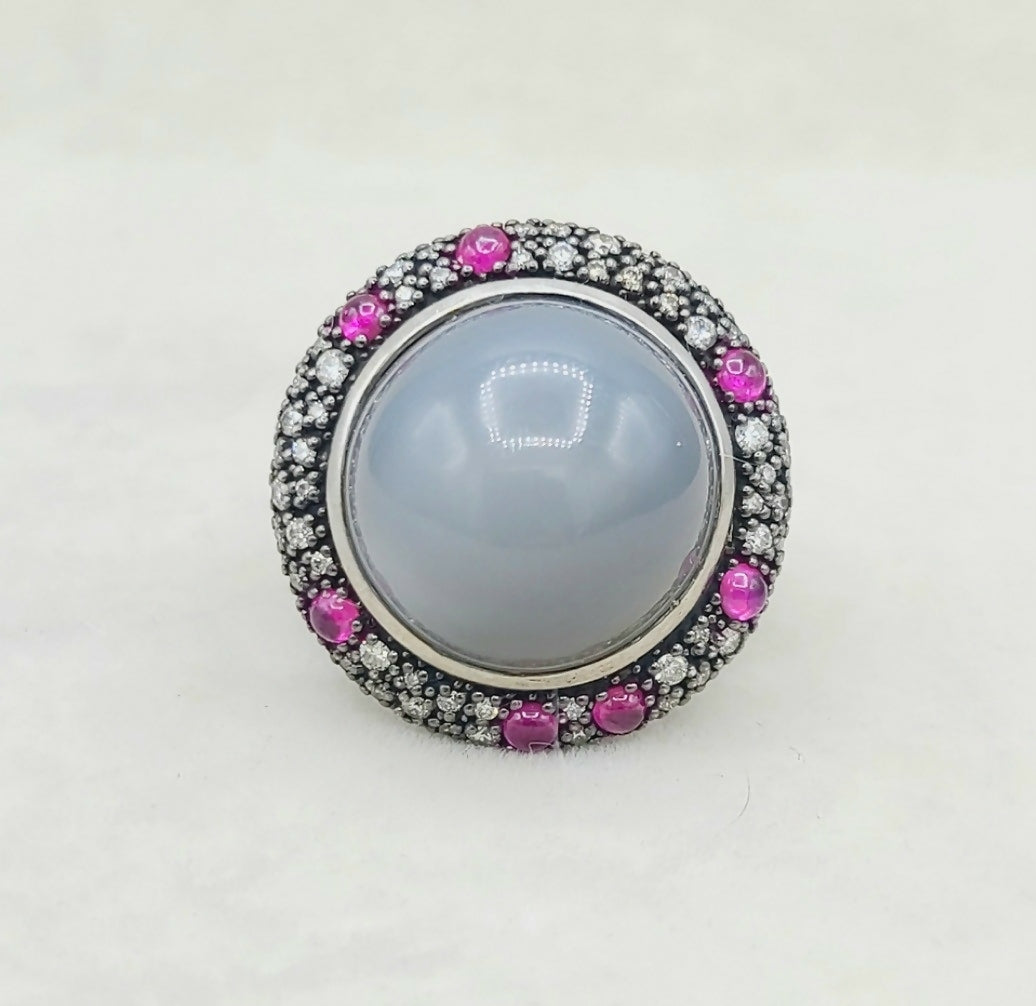 David Yurman Cerise Midnight Melange Ring 鈥?Moonstone & Ruby、mySite、hinf8tx79