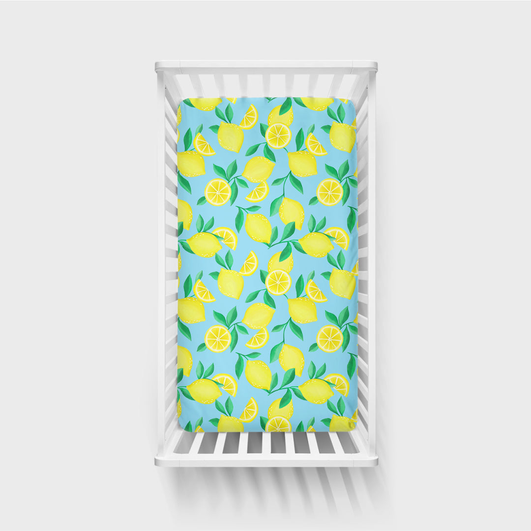 Blue Sunny Citrus Fitted Crib Sheet、mySite、g9winljtr