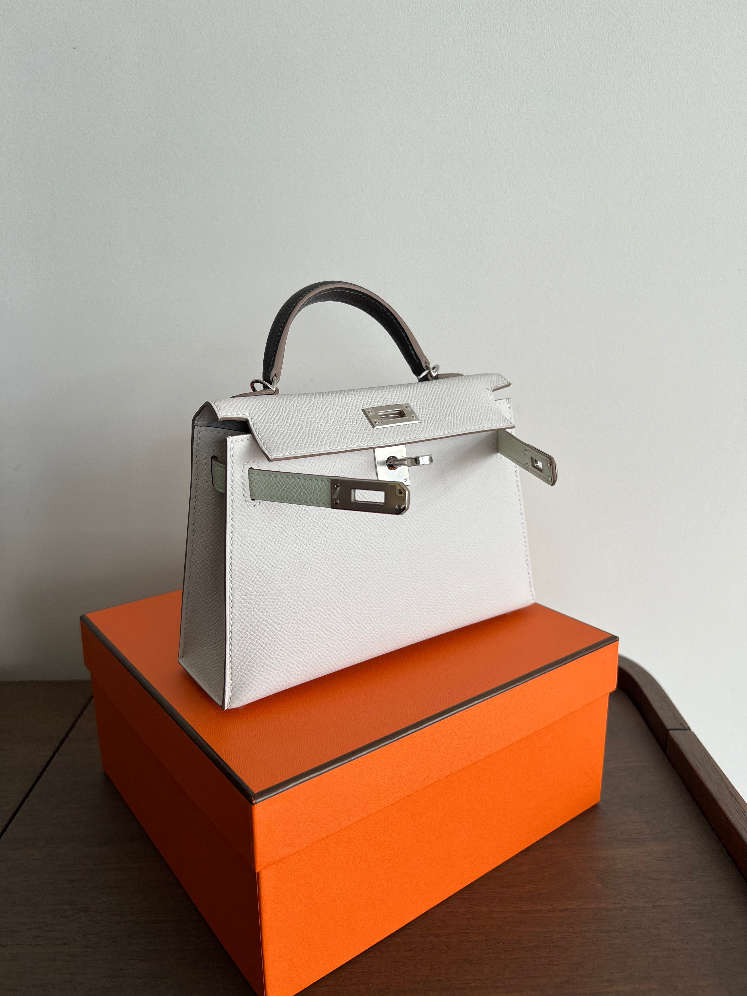 Hermès Mini Kelly 20 Gris Pale / Vert Fizz / Graphite Epsom PHW、mySite、garminoutage.com