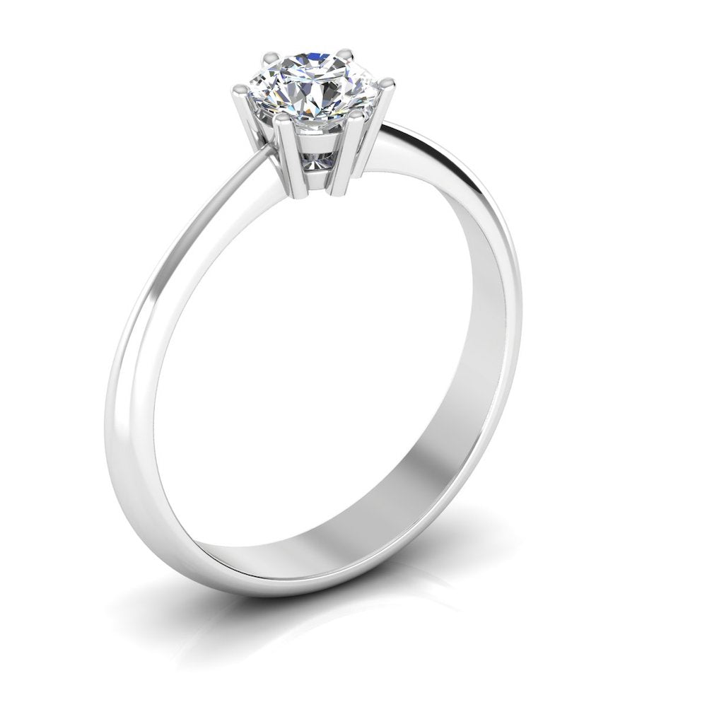 6 Prong Petite Moissanite Round Solitaire Engagement Ring、mySite、hinf8tx79