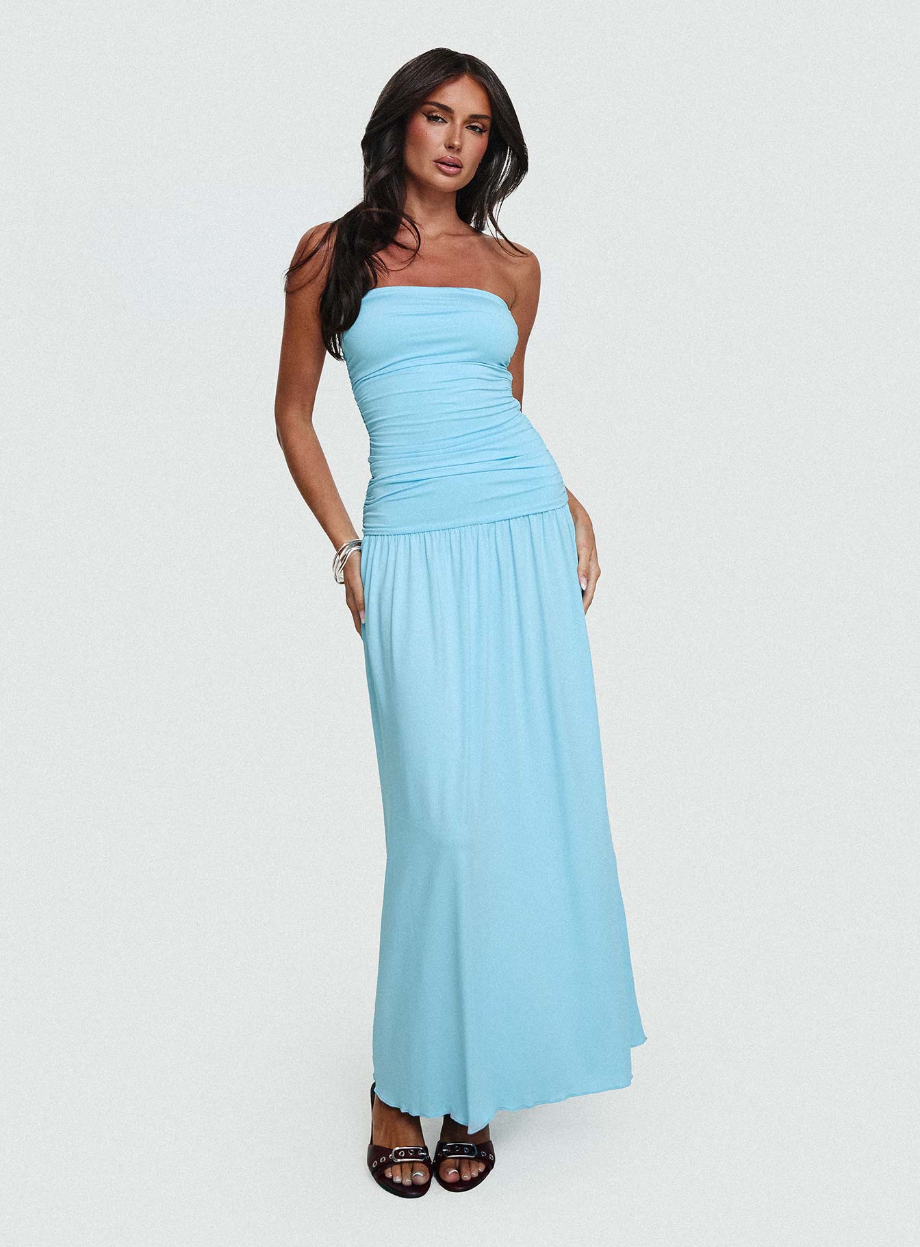 Glorie Strapless Maxi Dress Light Blue Petite、mySite、solidvoid