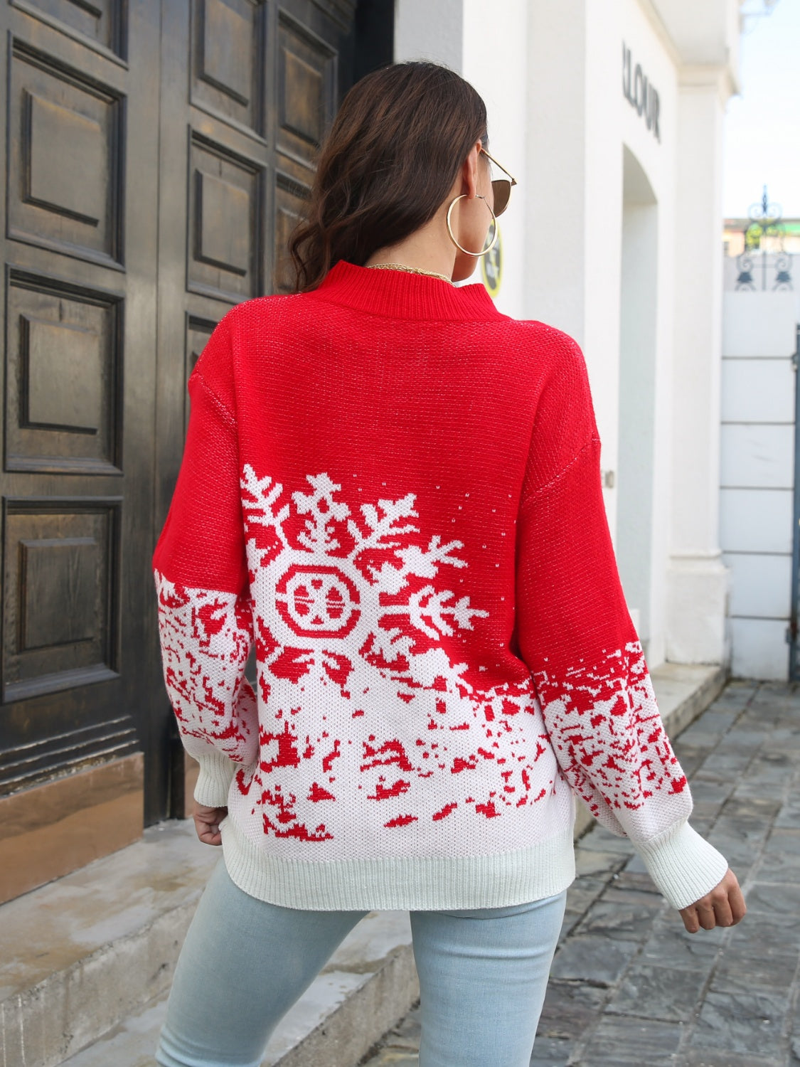  Snowflake Pattern Mock Neck Sweater、mySite、justintrudeaud