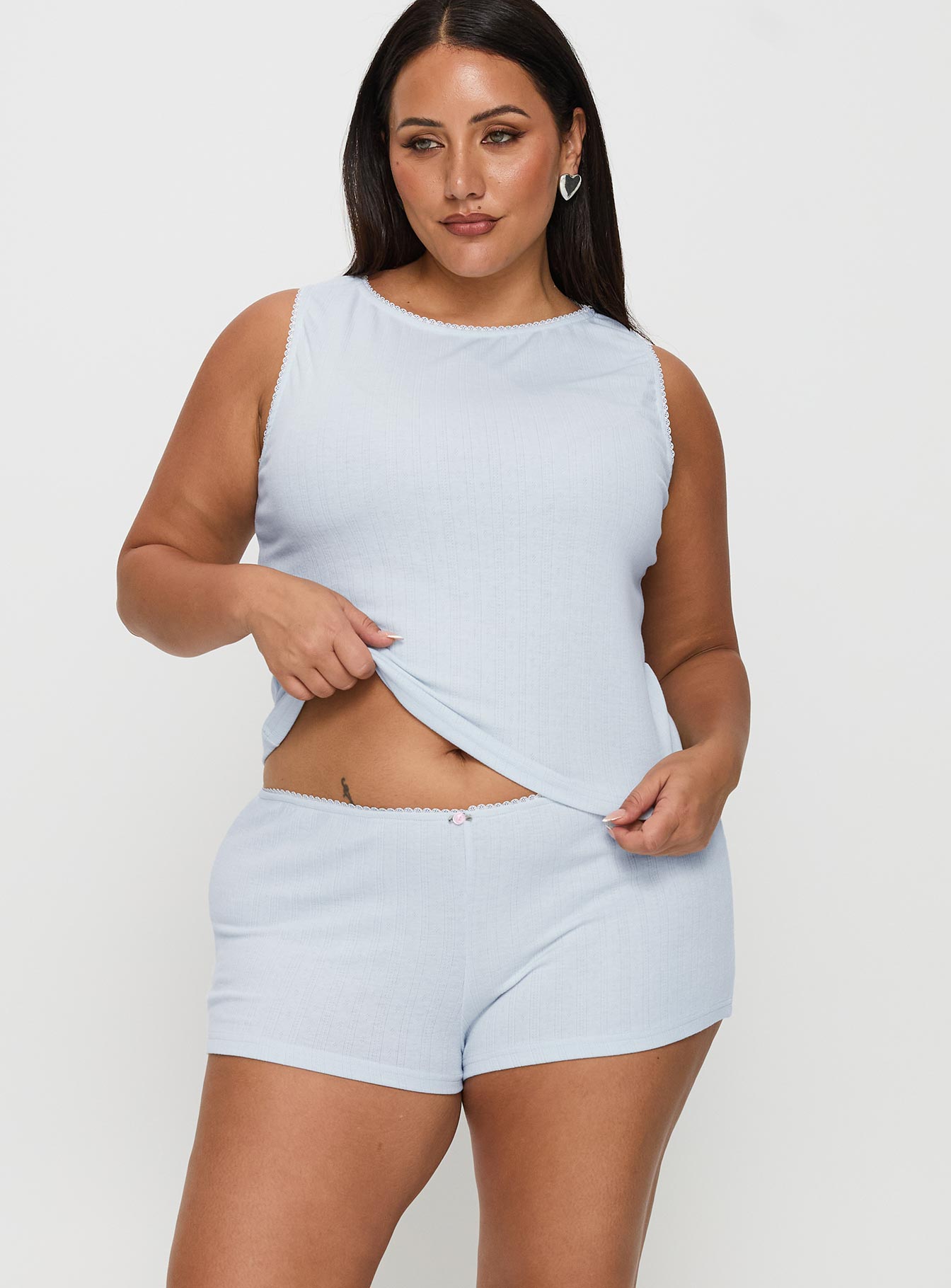 Serenitie Pointelle Sleep Set Blue Curve、mySite、solidvoid