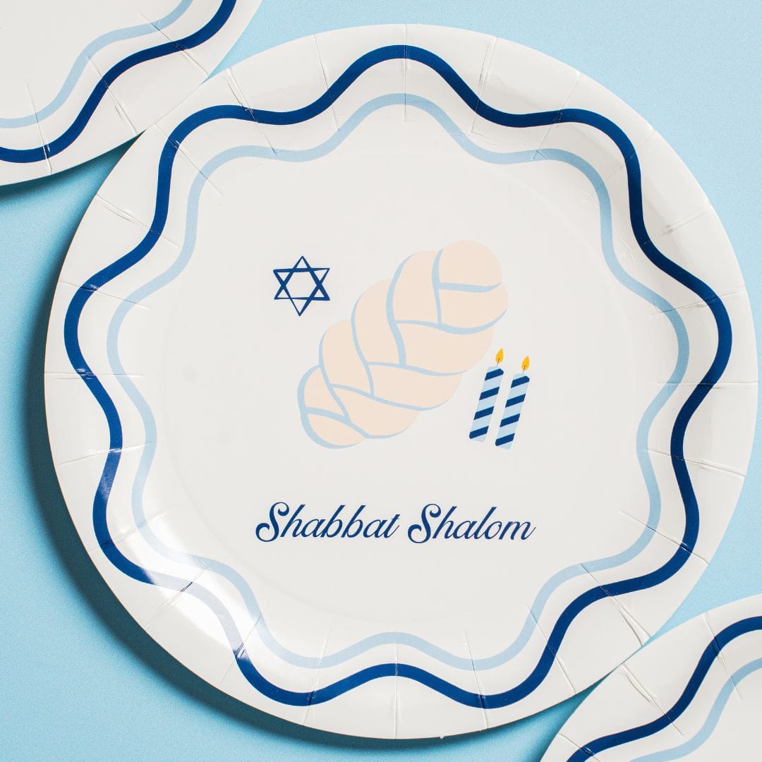 Shabbat Shalom Disposable Dinner Plates - Set of 20、mySite、topwebapps
