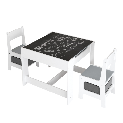Kids Table and Chair Set, 3 in 1 Wooden Activity Table with Storage Drawer for Toddlers Drawing, Reading, Crafts, 2 in 1 Detachable Tabletop Table Set for Nursery, Playroom、、casual