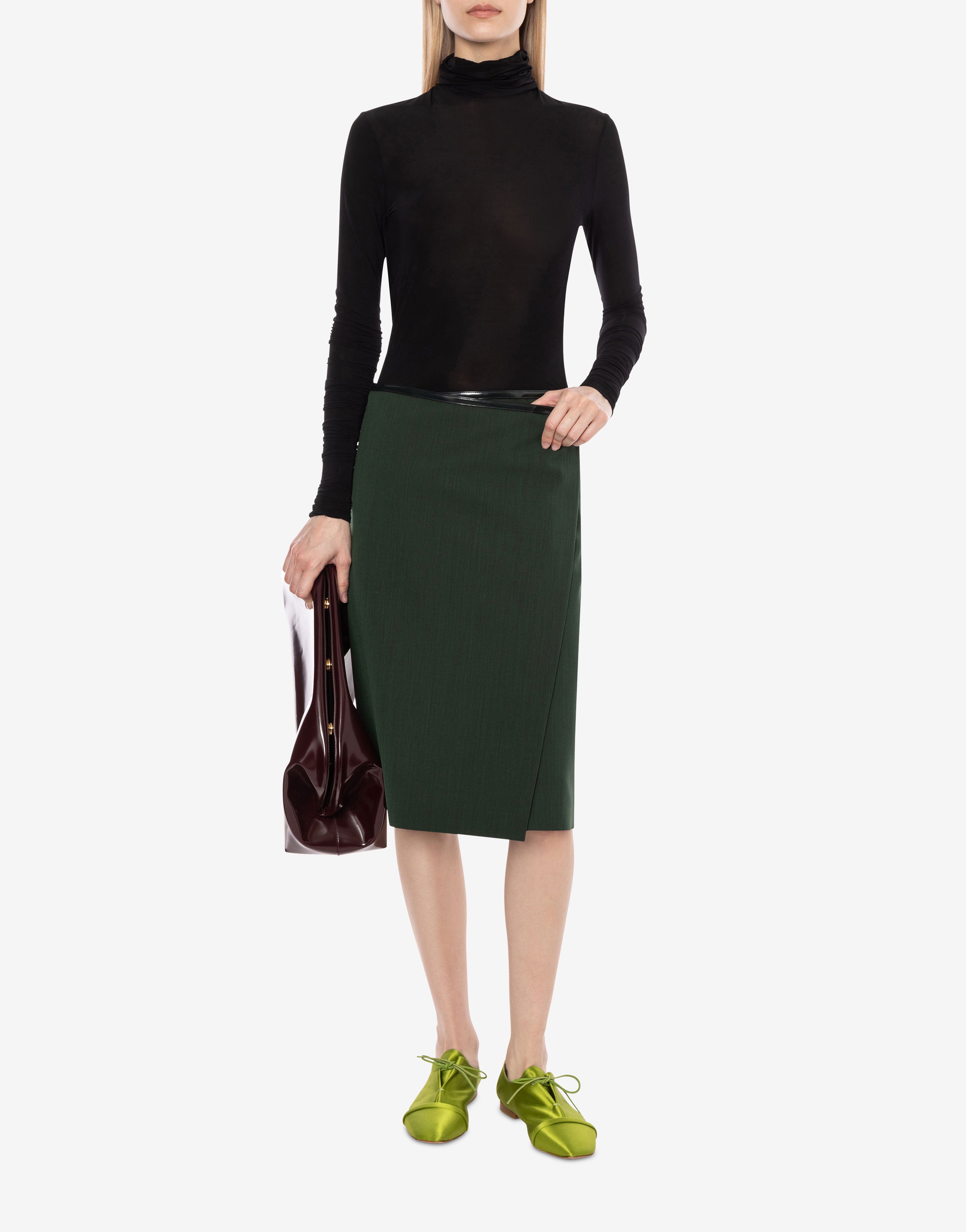 Gonna a portafoglio midi in fresco lana、mySite、aoinhome