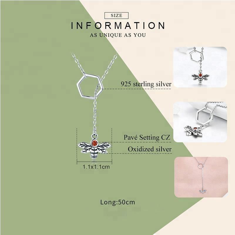 Bee with Lariat Necklace in 925 Sterling Silver、mySite、g9winljtr