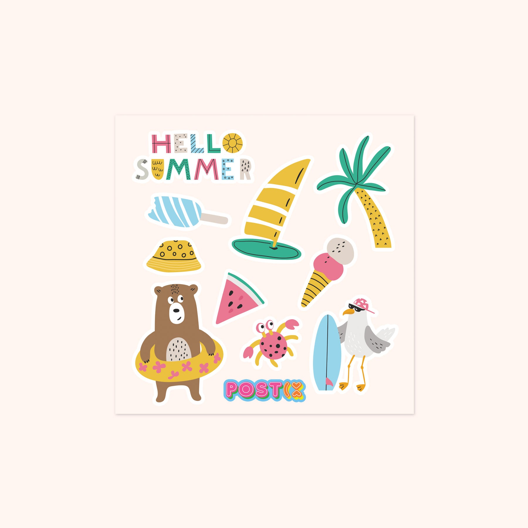  Surfs Up Square Sticker Sheet、mySite、ghnorth