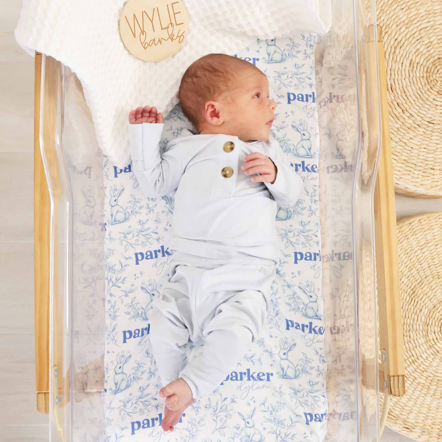  Bunny Blues Personalized Swaddle Blanket、mySite、layawaytickets