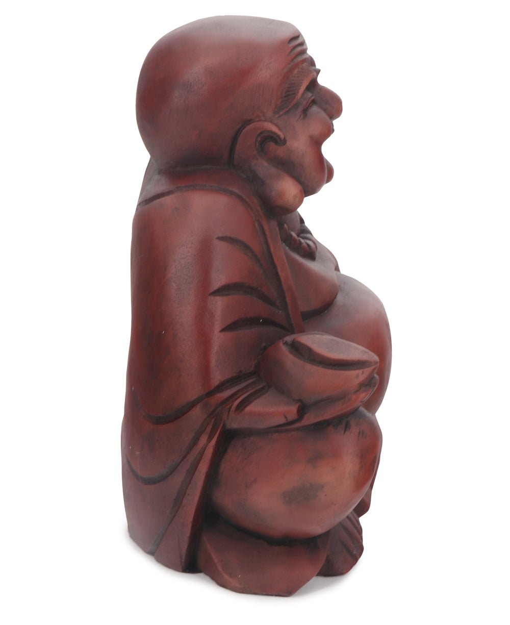 Mahogany Finish Sitting Happy Buddha Statue、mySite、topwebapps