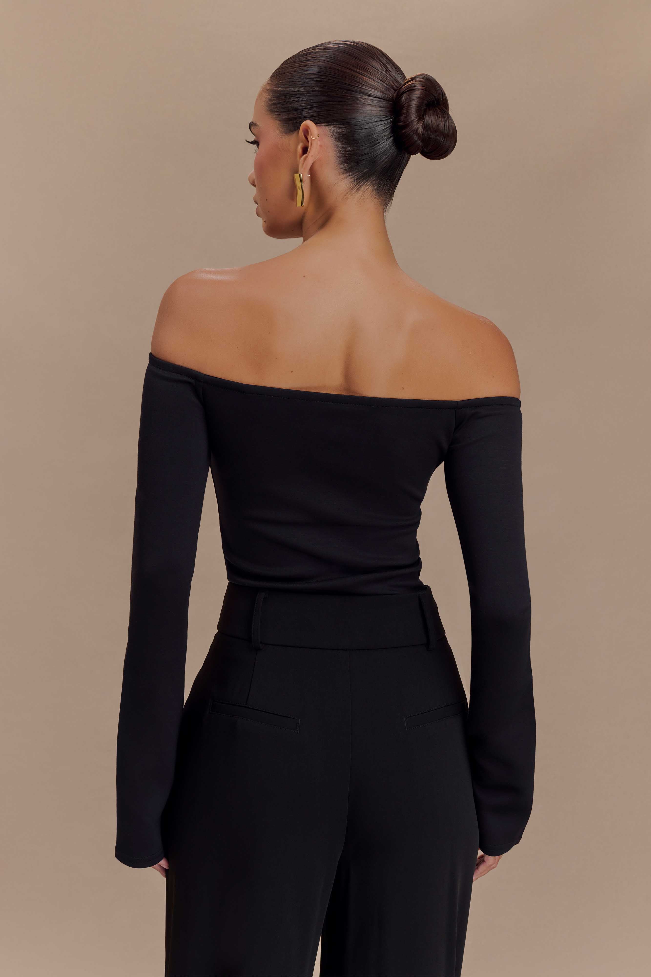 Marlene Scuba Jersey Contrast Top - Black/White、mySite、solidvoid