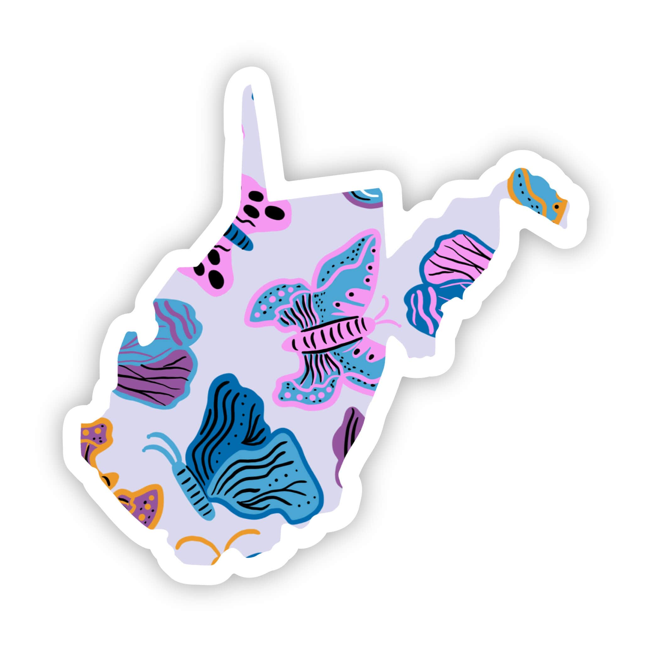  West Virginia Sticker - Moth & Butterfly、mySite、ghnorth