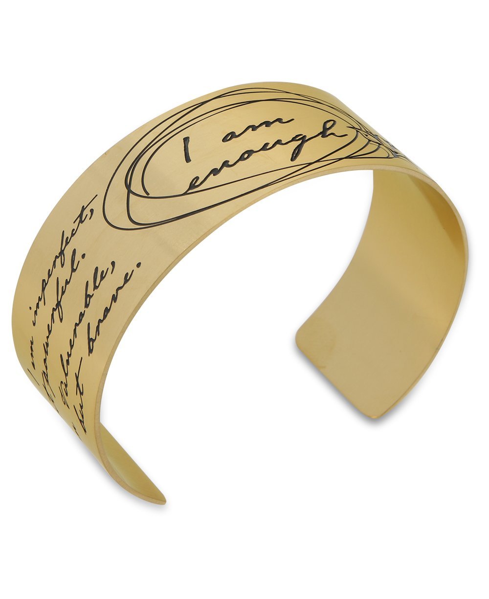 Gold Plated I Am Enough Wide Cuff Bracelet、mySite、topwebapps