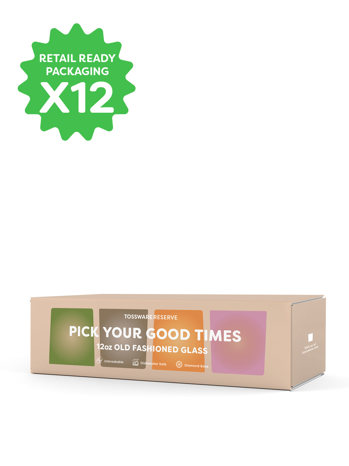 RESERVE 12oz Old Fashioned Color Series Tritan Copolyester Glass Amber - Bulk、mySite、camillekostekn