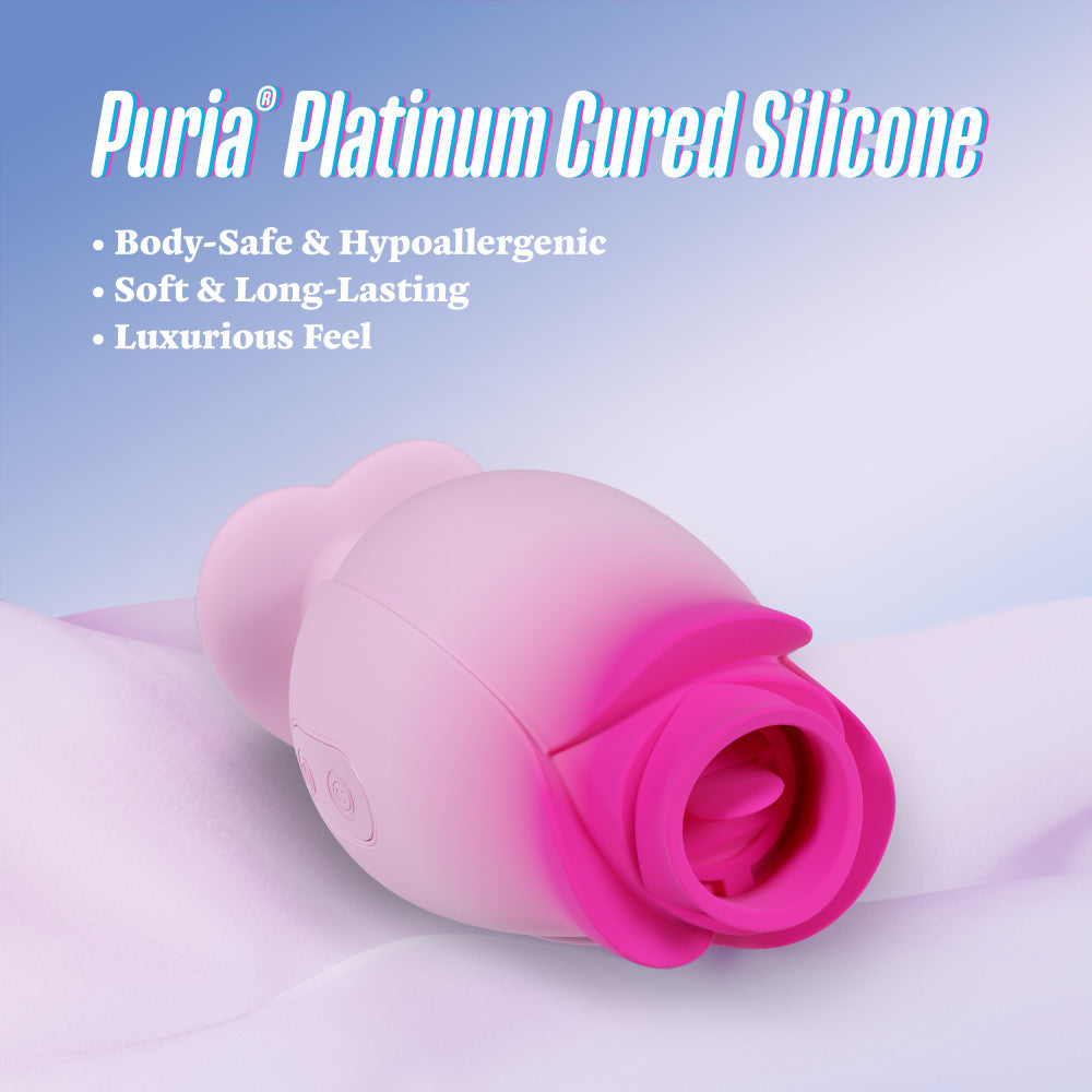 Aria | Tulip Trance Silicone Personal Massager with Suction & Tongue-Fluttering Sensations – Pink、mySite、bottomscart
