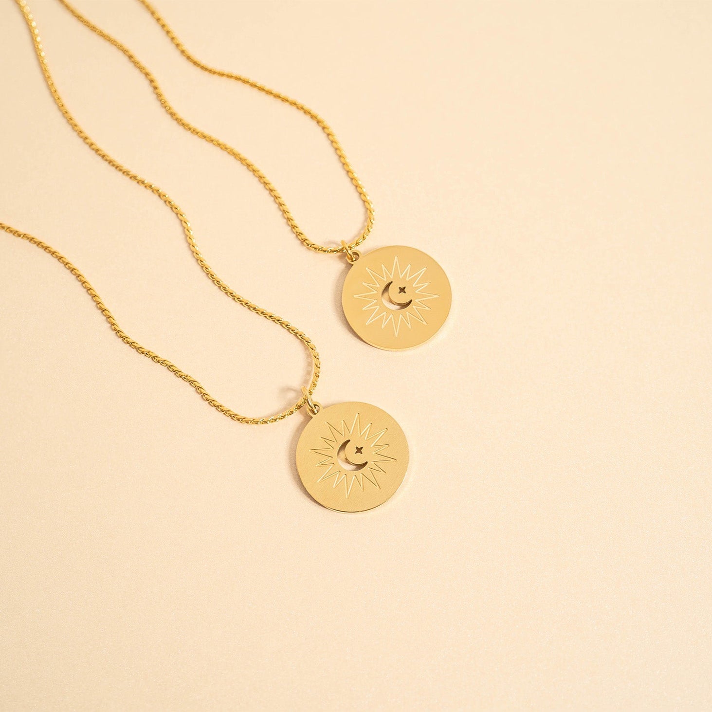 Stainless Steel Mom and Me Moon And Sun Necklace Set / BND0074、mySite、dreamappss