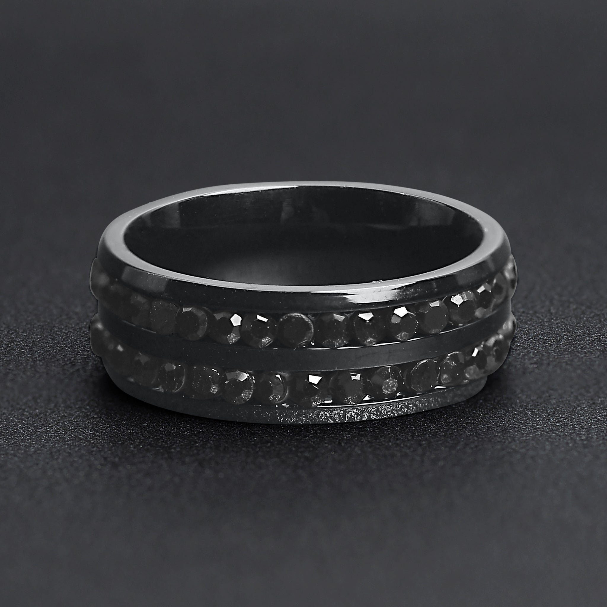 Black CZ Stones With Black Trim Stainless Steel Ring / ZRJ9010、mySite、dreamappss