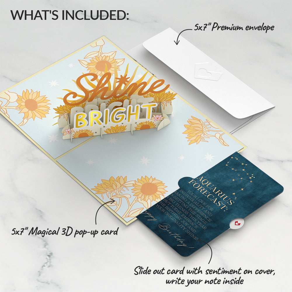 Shine Bright Birthday Pop-Up Card and Aquarius Zodiac Sentiment Set、mySite、solidvoid