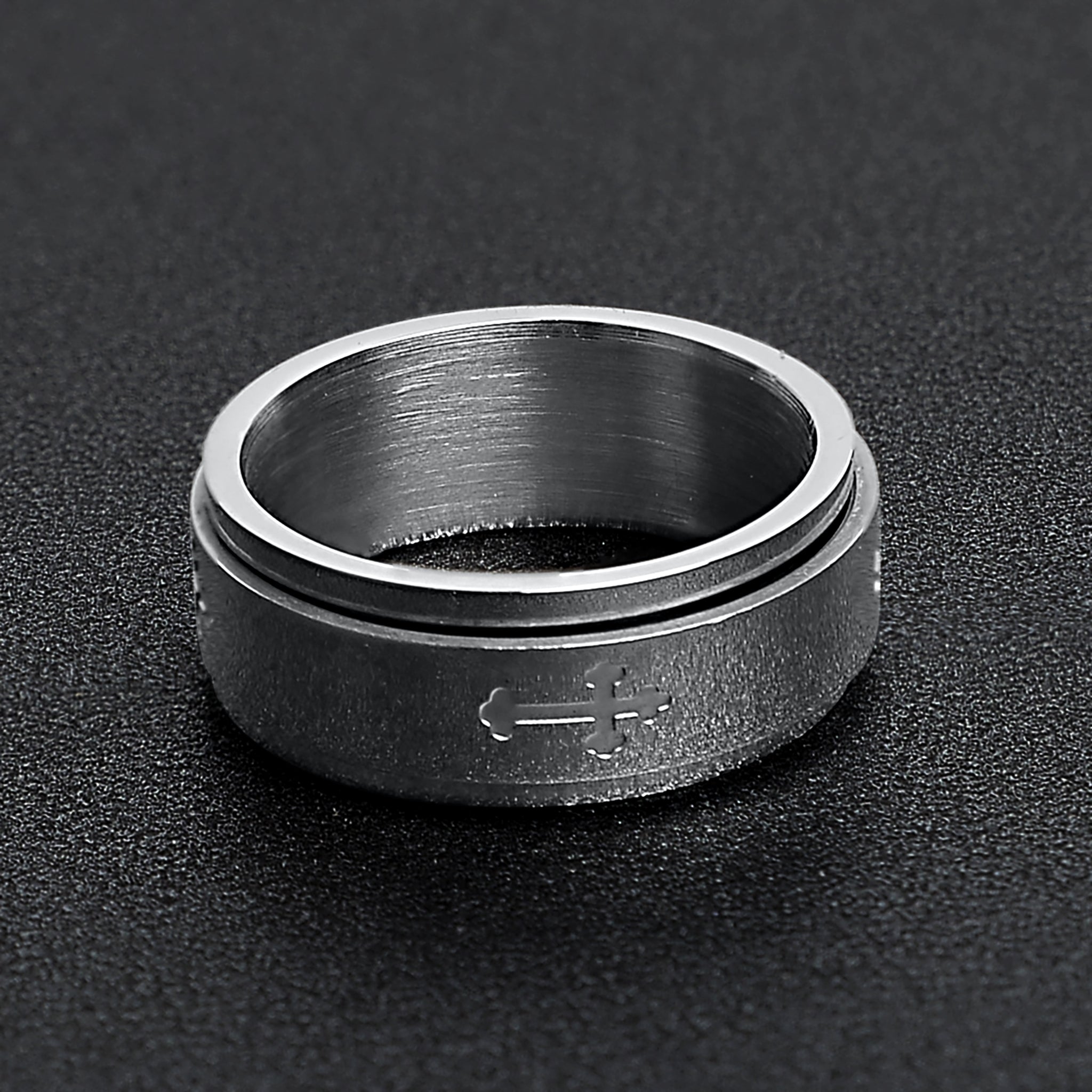 Stainless Steel Cross Spinner Center Highly Polished Ring / SRJ2280、mySite、dreamappss