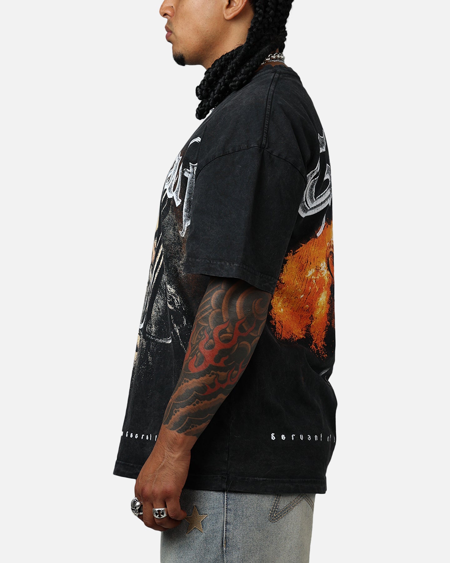 Goat Crew X Lord Of The Rings Gandalf Fire Vintage T-Shirt Black Acidwash、mySite、zt4zffjzw