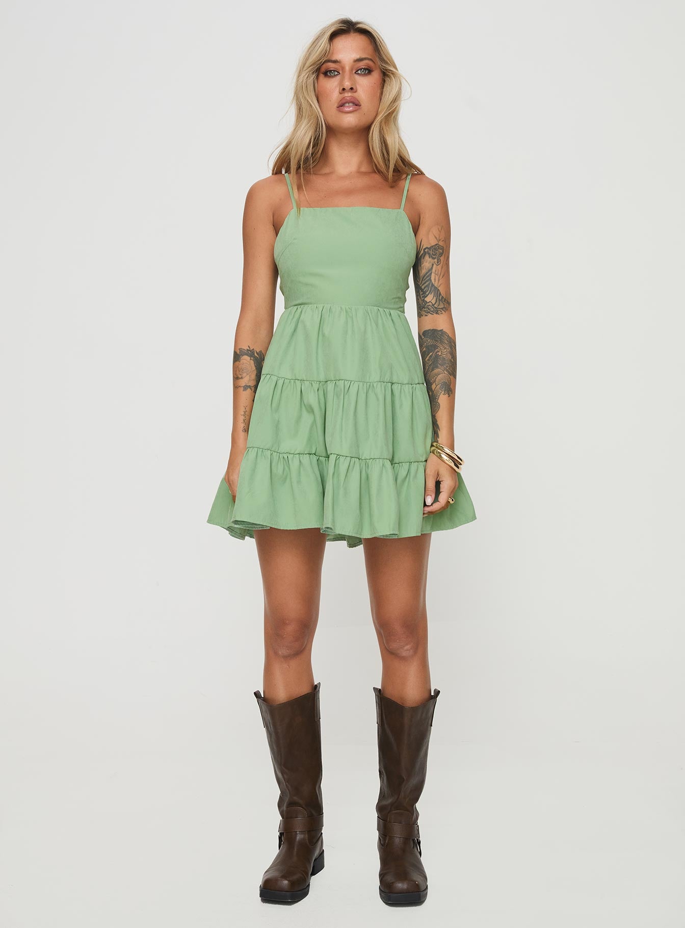 Summer Break Mini Dress Sage、mySite、solidvoid