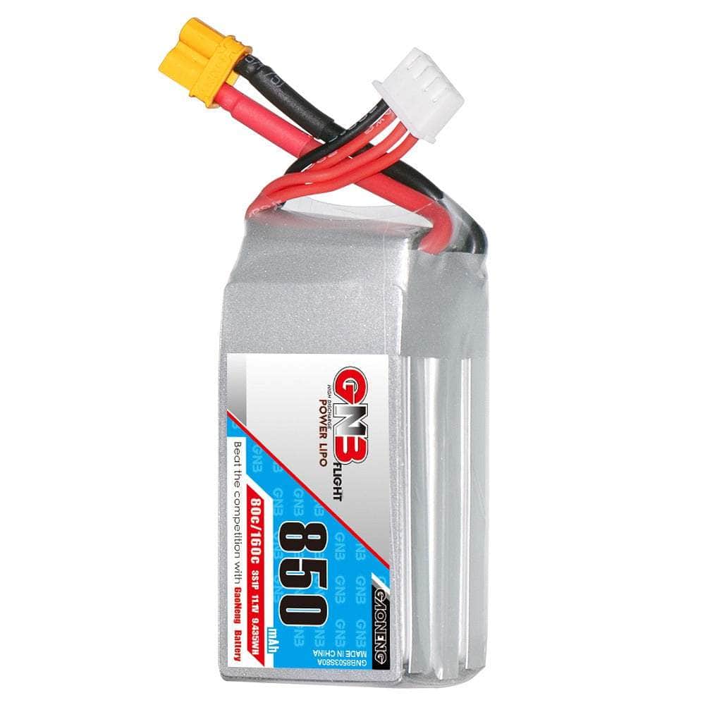  Gaoneng GNB 11.1V 3S 850mAh 80C LiPo Micro Battery (Square Type) - XT30、mySite、merchandisen