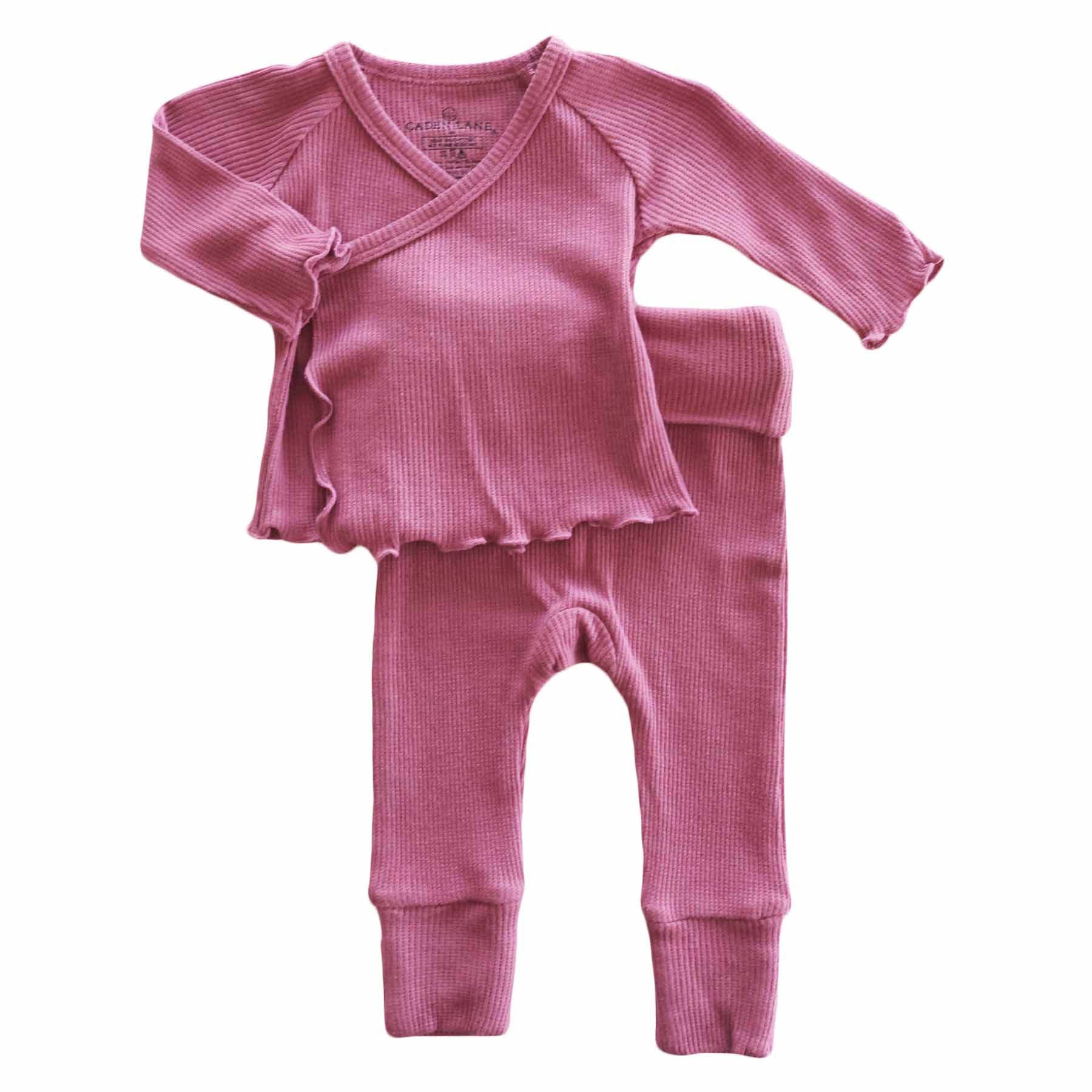  2pc Bamboo Waffle Crossover Top & Bottom | Cranberry、mySite、layawaytickets