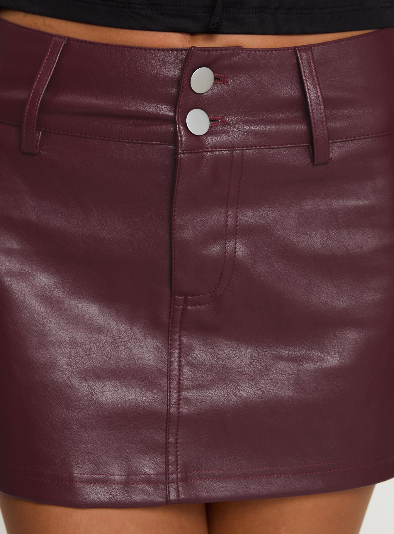 Magee Faux Leather Mini Skirt Burgundy、mySite、solidvoid