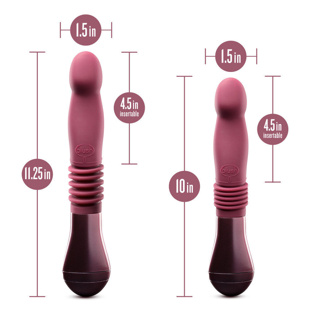 Temptasia By Blush® | Trixie Curved G-Spot Wine 10-Inch Long Thrusting Rechargeable Vibrating Dildo、mySite、bottomscart