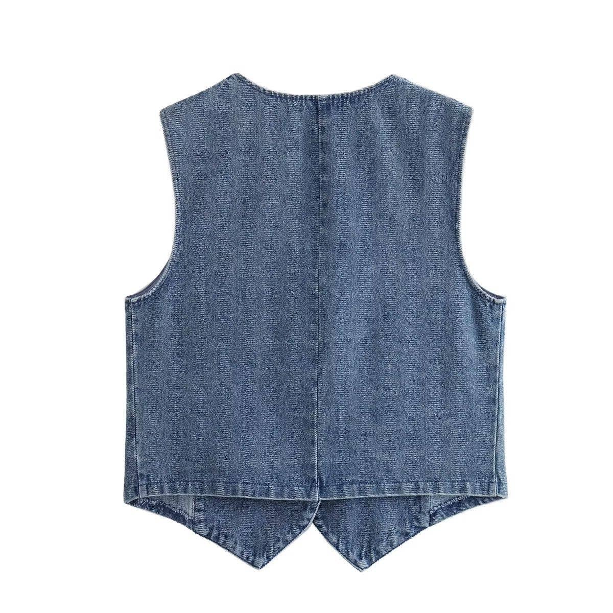 Katlyn’s Denim V-Neck Vest、mySite、garagedoors4me