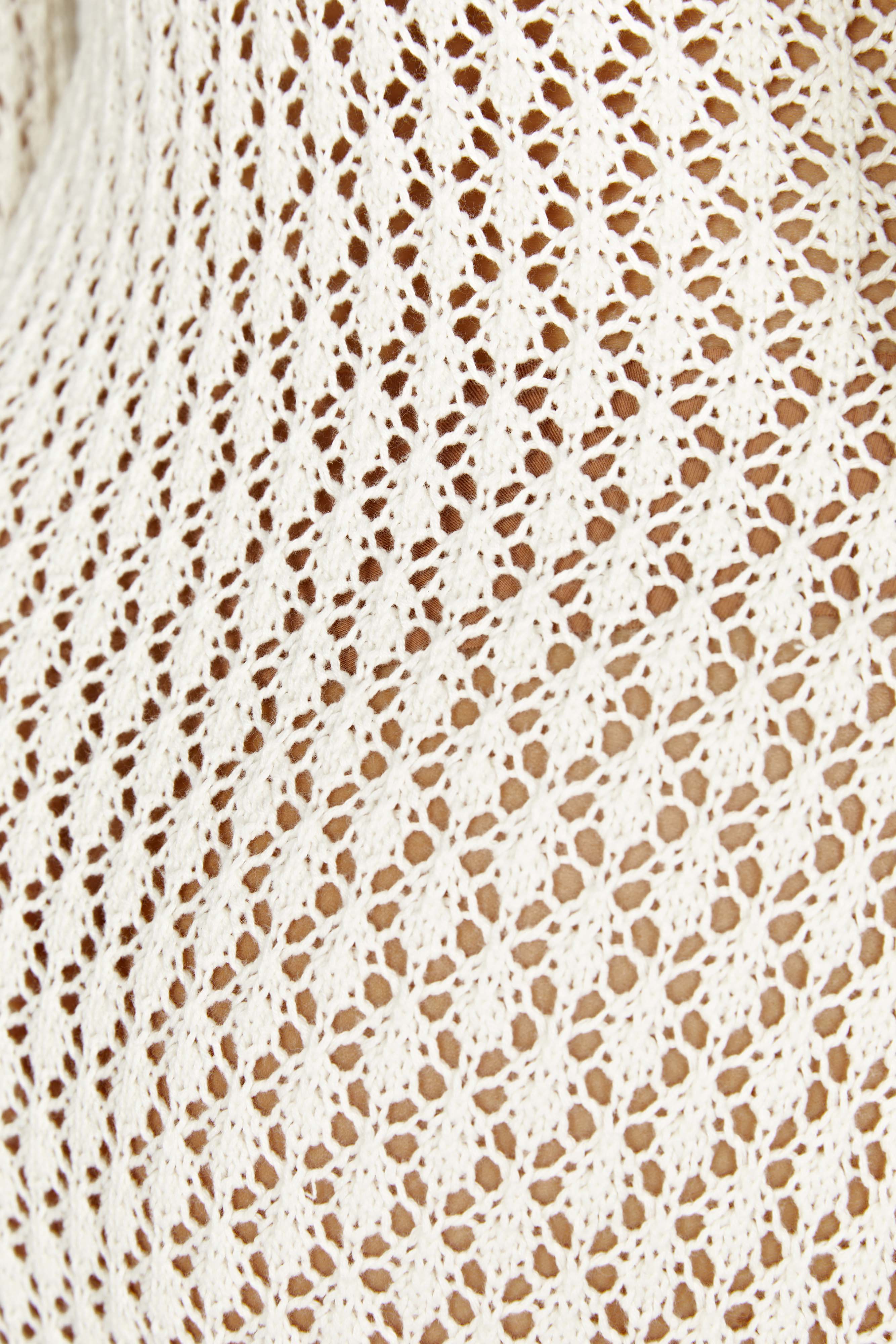 Kayleigh Crochet Fishtail Flare Sleeve Maxi Dress - White、mySite、solidvoid