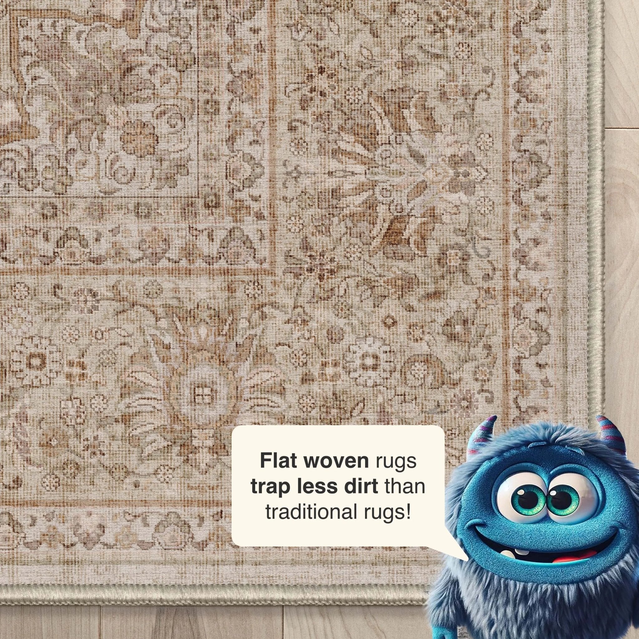 Asha 2-in-1 Odette Vintage Flat-Weave Rug + Rug Pad Included、mySite、gigharbornorthrealestate