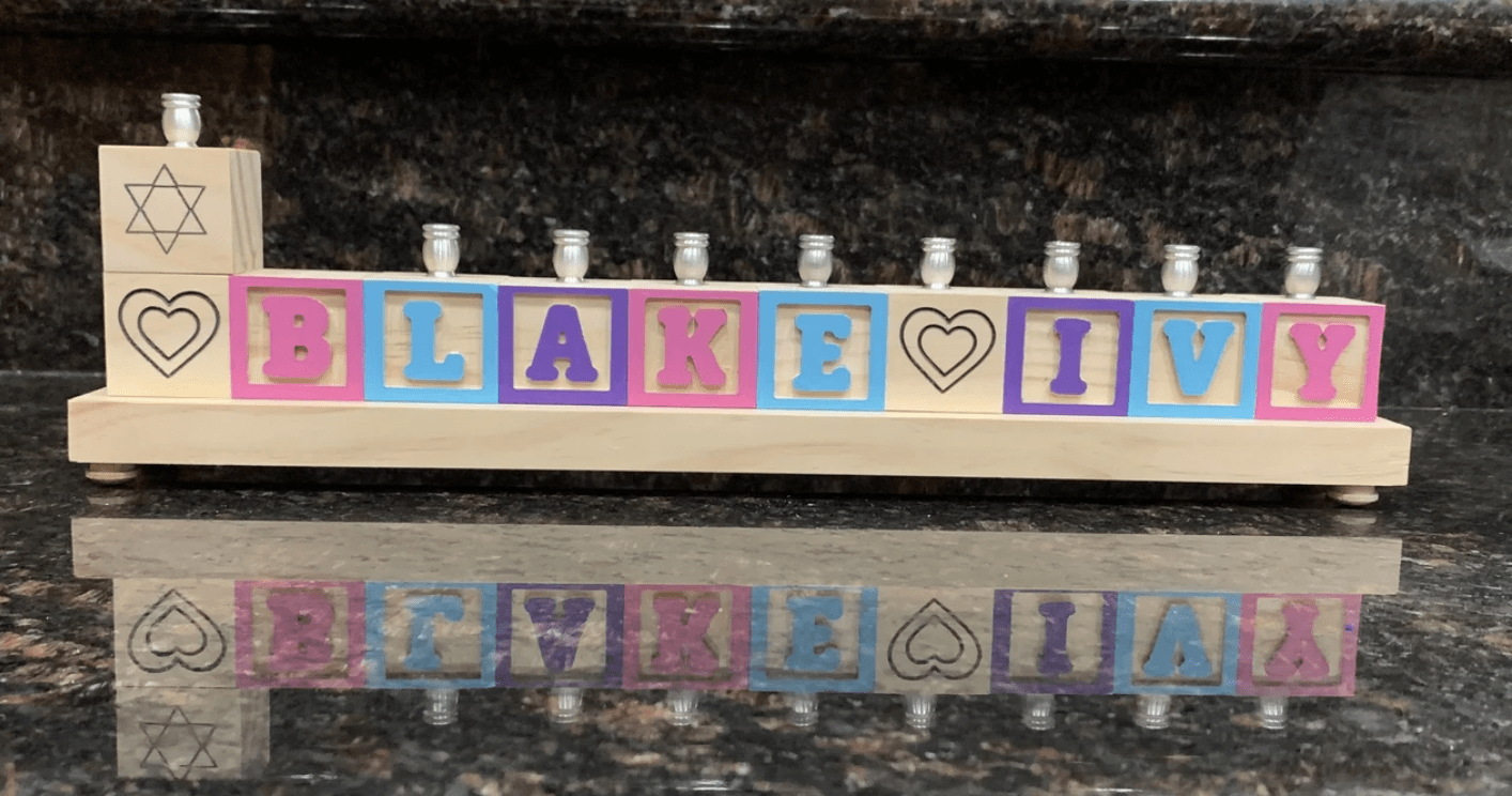 Personalized Wooden Block Name Menorah - Primary or Pastel Colors、mySite、topwebapps