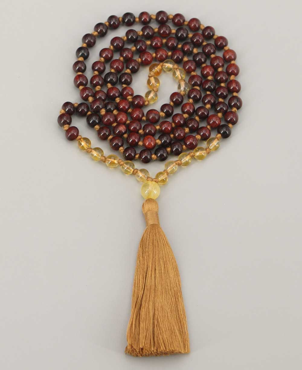 Rosewood and Citrine 108 Beads Meditation Mala, Knotted、mySite、topwebapps