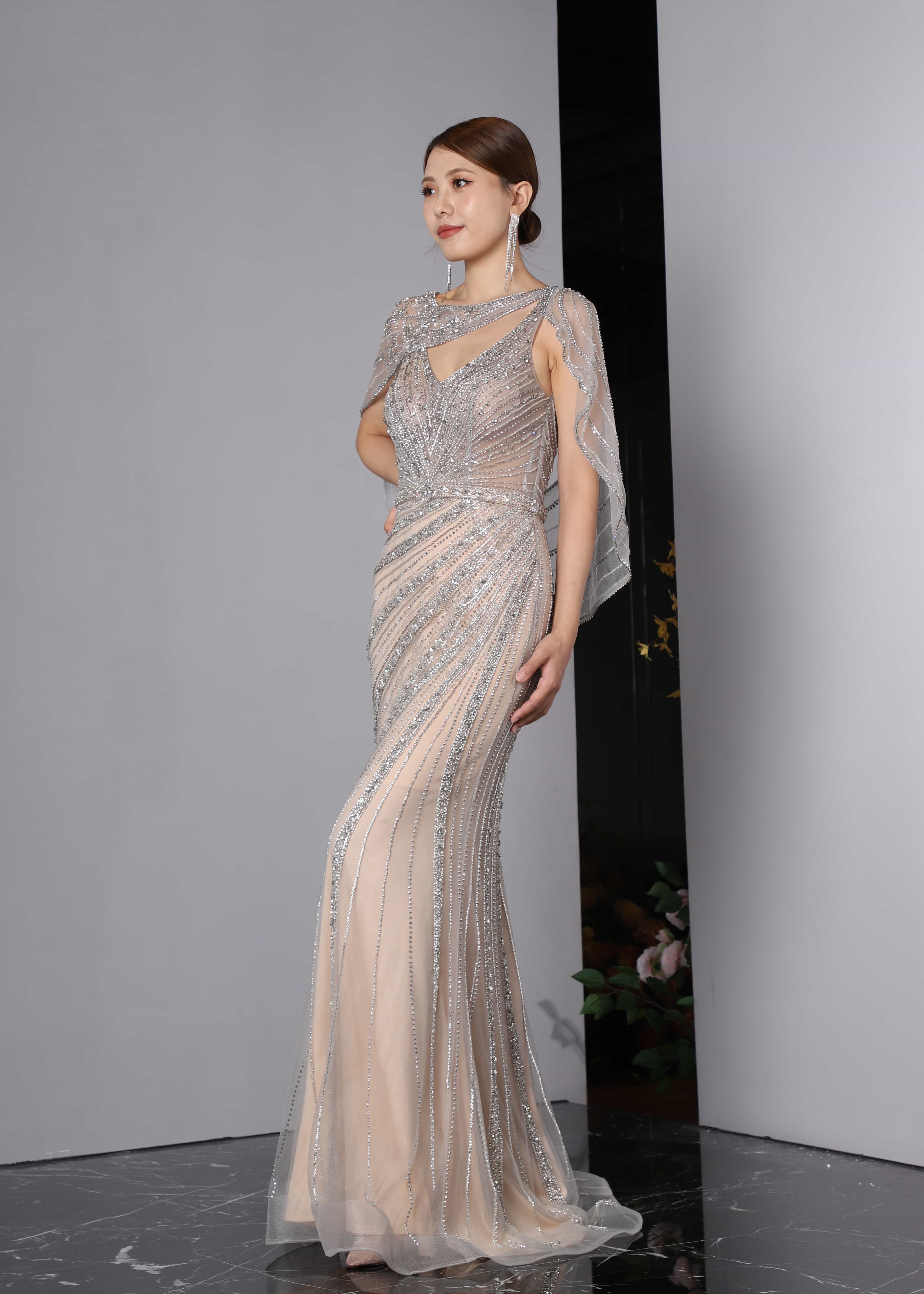  Rabia Evening Gown (Silver/Beige)、mySite、merchandisen