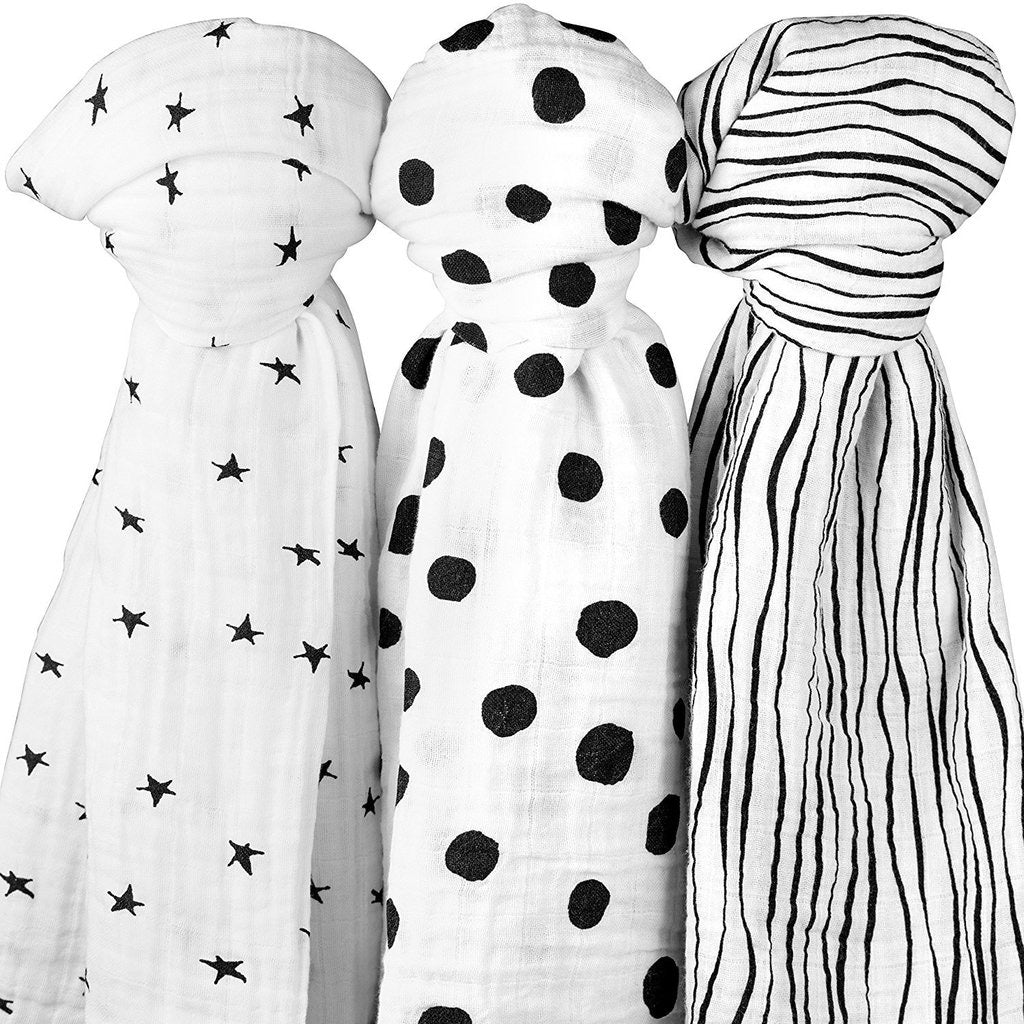  B&W Abstract Swaddle Blanket Set、mySite、elrpsem3k