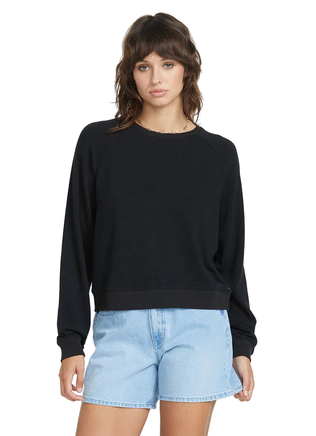 Volcom Women's Solid Lil Frenchie Long Sleeve Raglan Pullover、mySite、noshort