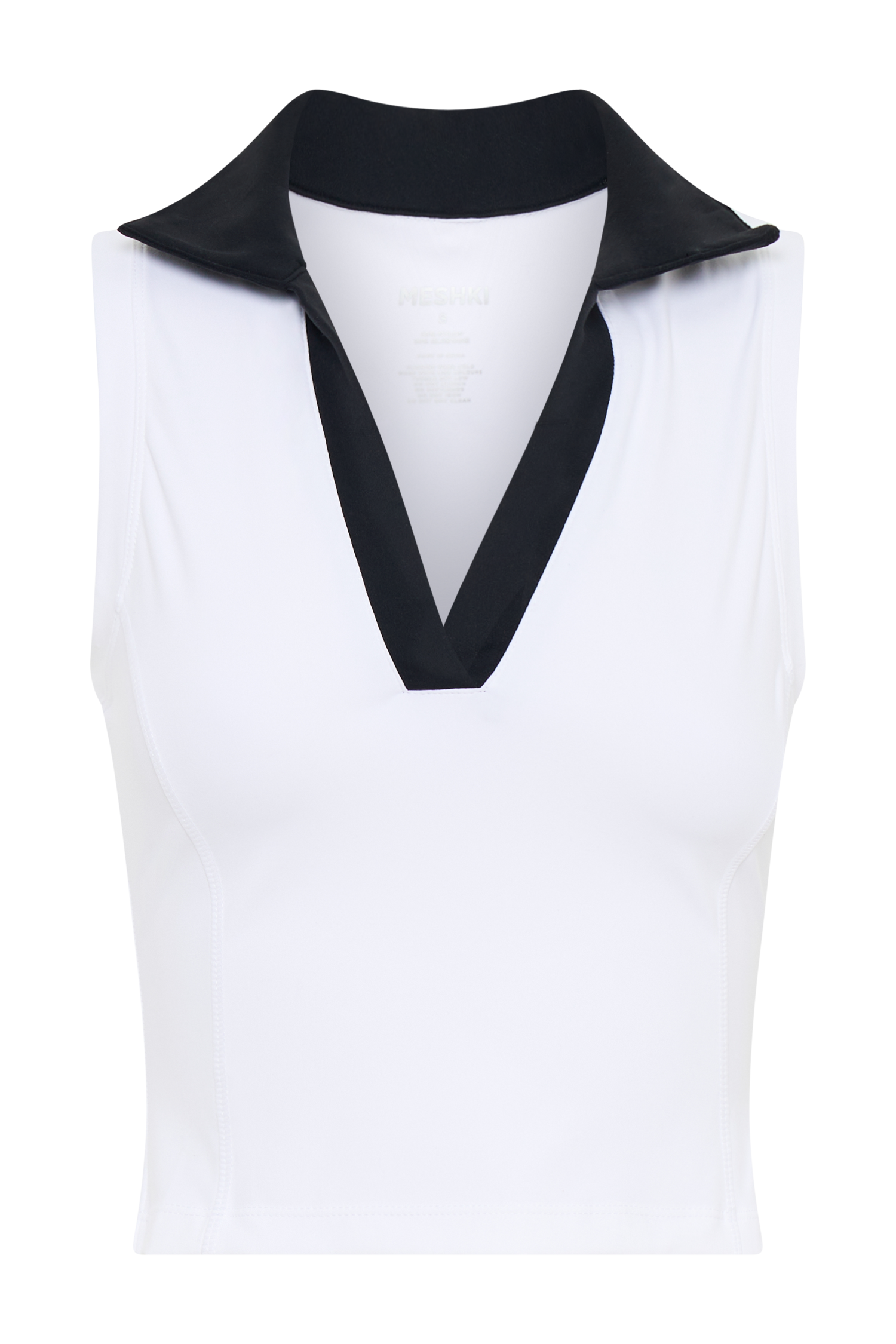 Denver Sleeveless Collared Active Top - Black/White、mySite、solidvoid