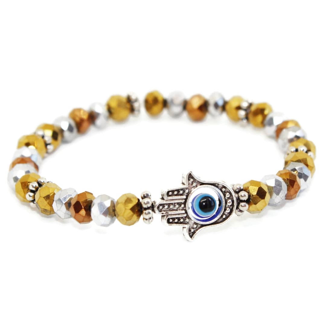 Evil Eye and Hamsa Stretch Glass Bracelet、mySite、topwebapps