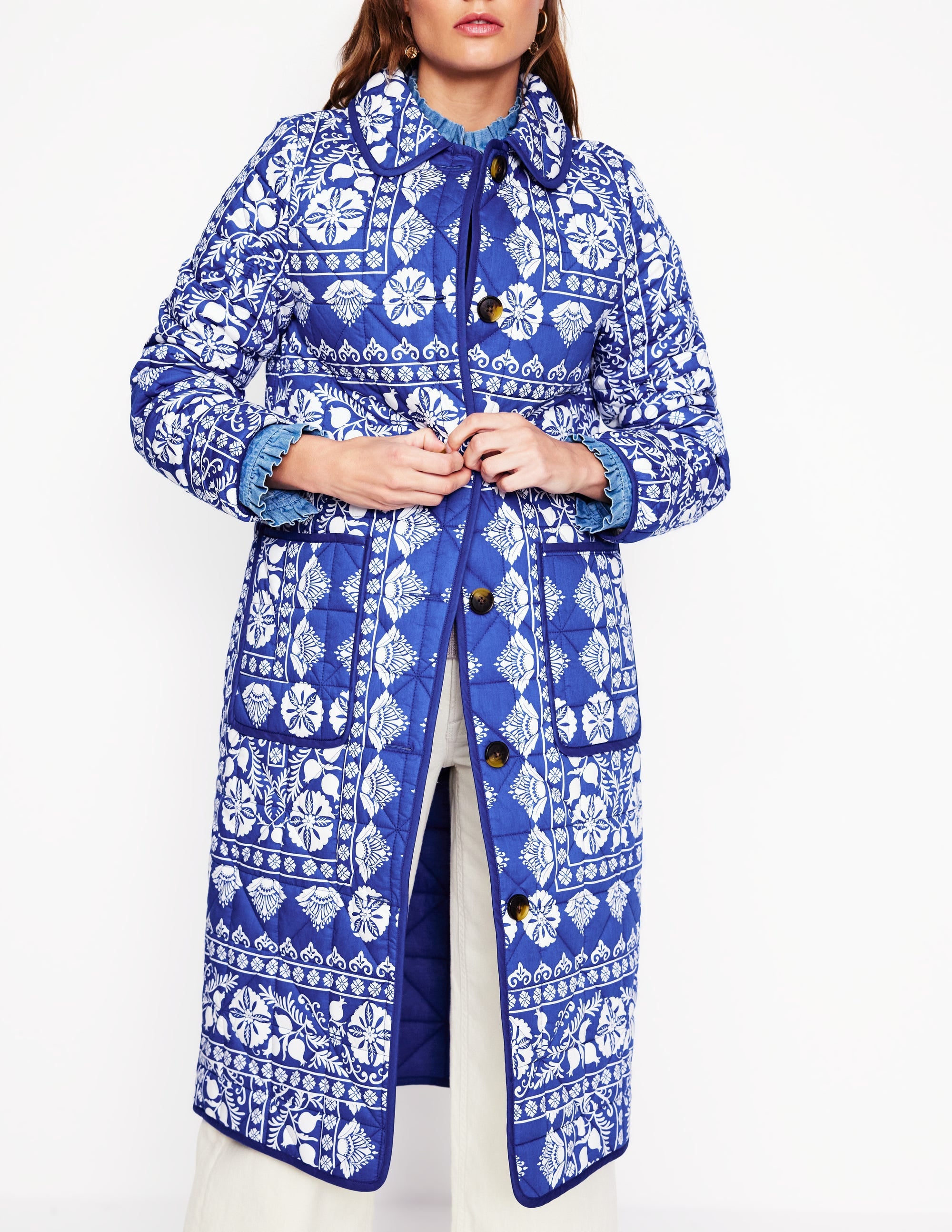  Soft Quilted Coat-Bright Blue, Ornate Stripe、mySite、ashleygrahame