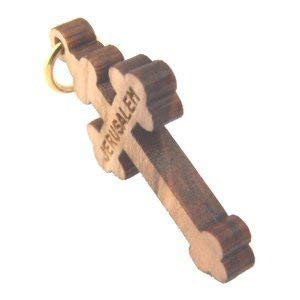  Budded olive wood mini-Cross Laser pendant(2.6x1.8 cm or 1x0.7)、mySite、elrpsem3k