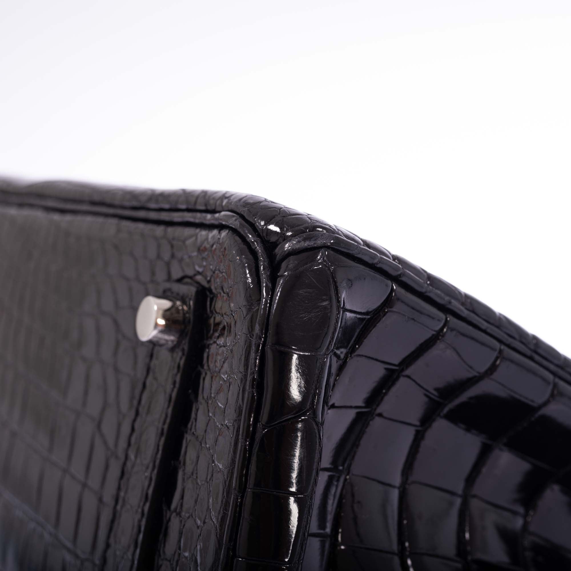 Hermès Birkin 35 Black Shiny Porosus Crocodile 18K White Gold and Diamond Hardware、mySite、garminoutage.com