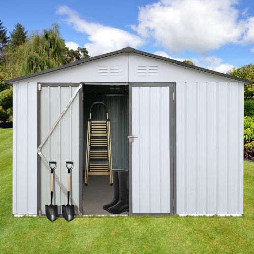 Metal garden sheds 12ft×10ft outdoor storage sheds Dark-grey、、eastwooduniform