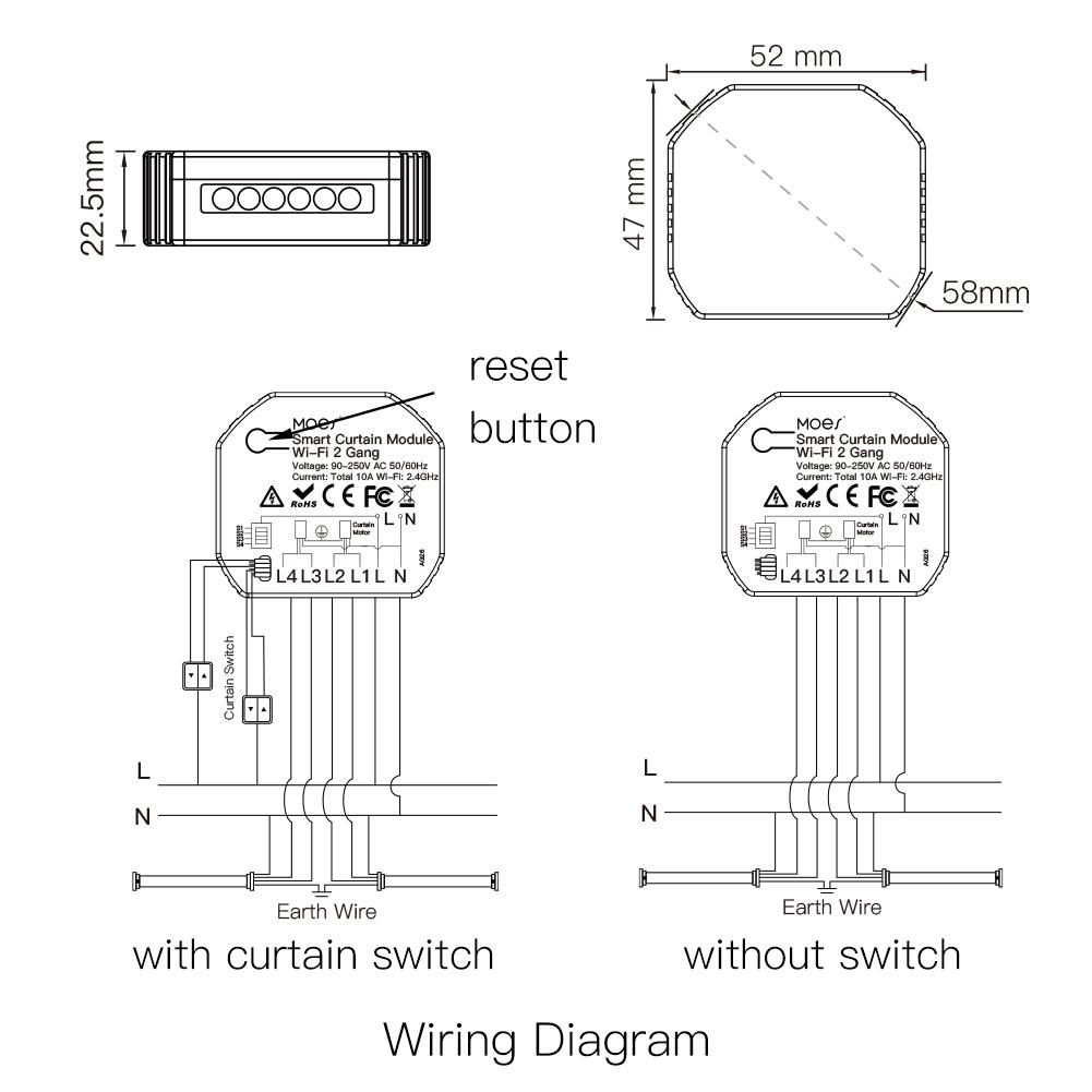 MOES WiFi Smart 2 Gang Double Curtain Blind Switch Module for Roller Shutter Electric Motor、mySite、fannypackpong