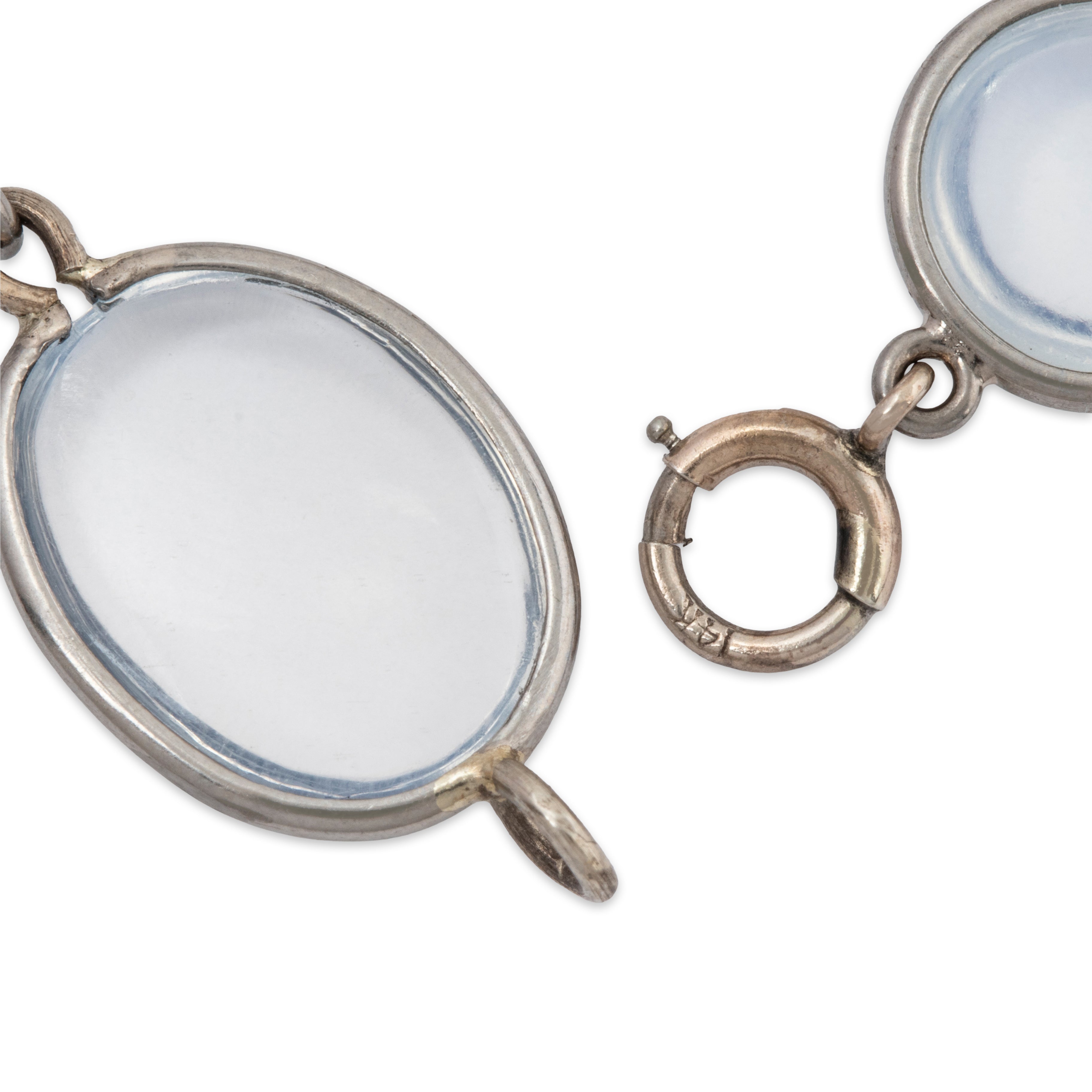 Vintage 14k White Gold 17.15cttw Blue Sheen Moonstone Bracelet 7.5、mySite、hinf8tx79