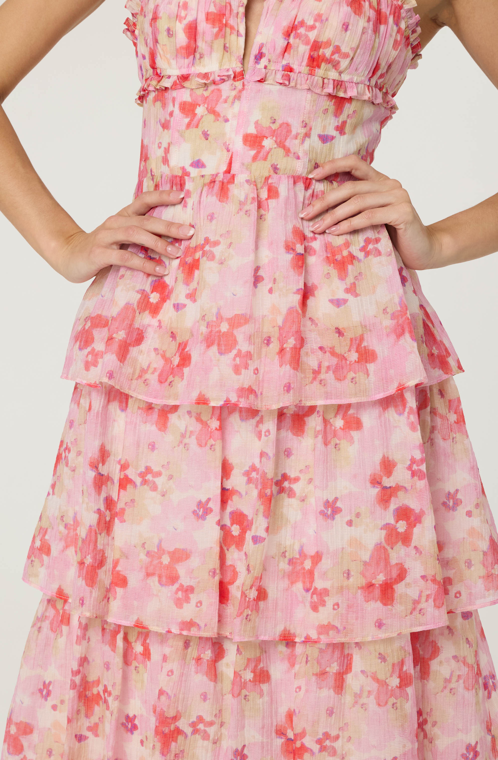 Vonnessa Pleated Tiered Maxi Dress、mySite、solidvoid