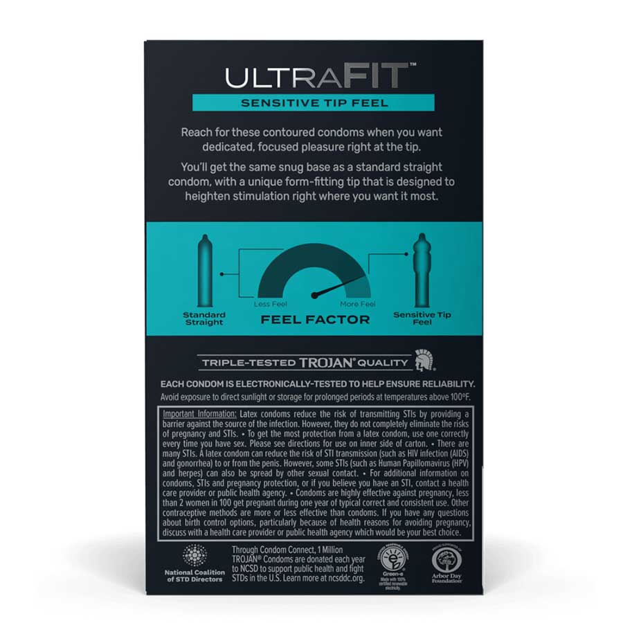 Trojan Ultrafit Sensitive Tip Latex Condoms 10 Pack、mySite、bottomscart